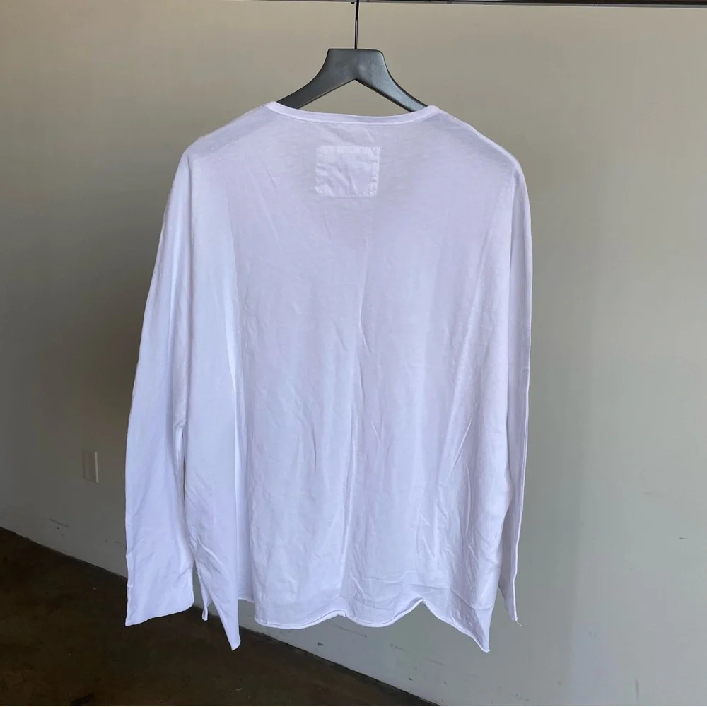 White Frank & Eileen Thin V-Neck Long Sleeve T-Shirt #3 Sz Large - Picture 4 of 7